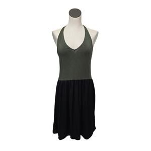 Anthropologie Dolan Fabina Dress Green Black Uneven Hem Dress Womens Size Medium